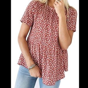 NWOT Women's Short Sleeve Floral Print Blouse